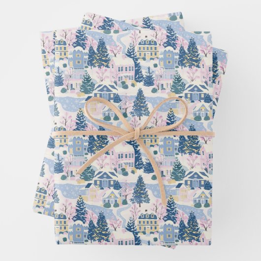 Pink und Blue Weihnachtswrapping Paper Geschenkpapier Set (Beispiel)