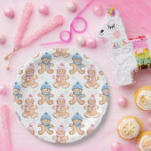 Pink und Blue Winter Gingerbread Gender Reveal Pappteller (Party)