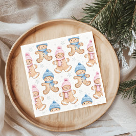 Pink und Blue Winter Gingerbread Gender Reveal Serviette