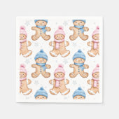Pink und Blue Winter Gingerbread Gender Reveal Serviette (Vorderseite)