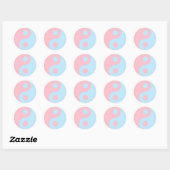 Pink und Blue Yin Yang Symbol Runder Aufkleber (Blatt)