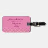 Pink und Blumenmuster Gepäckanhänger (Vorderseite horizontal)