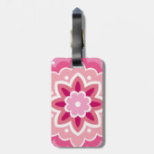 Pink und Blumenmuster Gepäckanhänger (Rückseite vertikal)