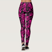 Pink und bordeauxrotes Polka-Dofetti-Muster Leggings (Rückseite)
