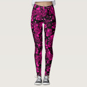 Pink und bordeauxrotes Polka-Dofetti-Muster Leggings (Vorderseite)