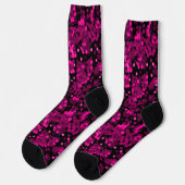Pink und bordeauxrotes Polka-Dofetti-Muster Socken (Linkes Detail)
