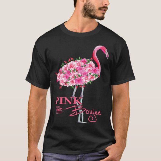 Pink und Boujee Niedlich Flamingo Print T-Shirt (Vorderseite)