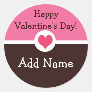 Pink und braun Personalisiert Valentinstisch Runder Aufkleber