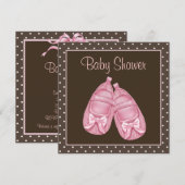 Pink und Brown Baby Girl Dusche Einladung (Vorne/Hinten)