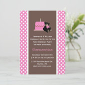 Pink und Brown Baby's erste Einladung zum Geburtst (Stehend Vorderseite)