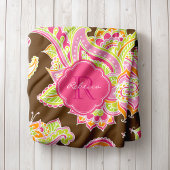 Pink und Brown Boho Paisley Mit Monogramm Fleecedecke