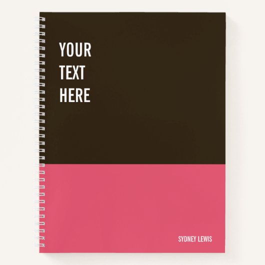 Pink und Brown Custom Journal, Writing Pad, Note Notizblock (Vorderseite)