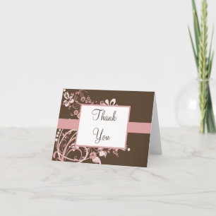 Pink und Brown Floral Vielen Dank Karten