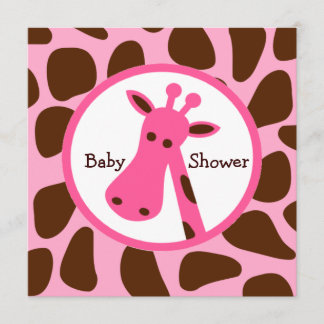 Pink und Brown Giraffe Girl Babydusche Einladung