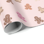Pink und Brown Lebkuchen Männer Pink Weihnachten Geschenkpapier (Rolleneckpunkt)