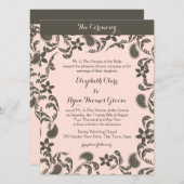 Pink und Brown Paisley Einladung (Vorne/Hinten)