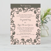 Pink und Brown Paisley Einladung (Stehend Vorderseite)