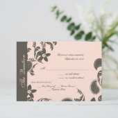 Pink und Brown Paisley und Floral RSVP Karte (Stehend Vorderseite)