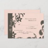 Pink und Brown Paisley und Floral RSVP Karte (Vorne/Hinten)