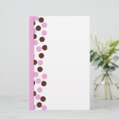 Pink und Brown Polka Dot Stationary Briefpapier (Stehend Vorderseite)