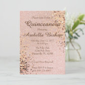 Pink und Brown Sparkle Quinceanera Einladung (Stehend Vorderseite)