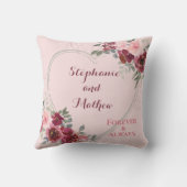 Pink und Burgund Blumenherz Personalisiert Kissen (Rückseite)
