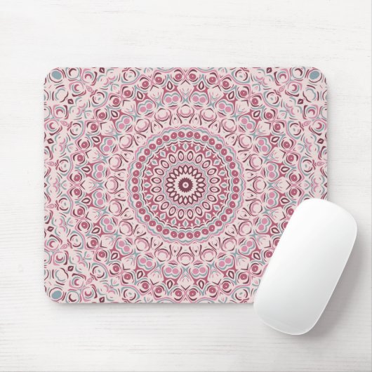 Pink und Burgund Blumenmuster Mandala Muster Mousepad (Mit Mouse)