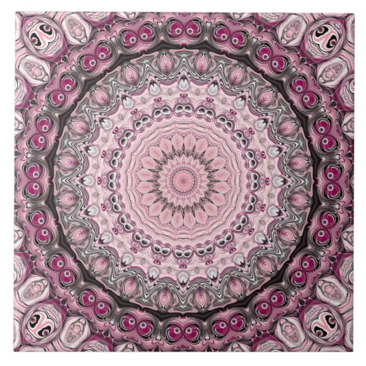Pink und Burgund Mandala-Muster Fliese (Vorderseite)