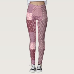 Pink und Burgund Muster Leggings