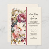 Pink und Burgund Vintage Peonies Hochzeit (Vorne/Hinten)