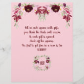 Pink und Burgund Wasserfarbe Brautparty Bingo Flyer (Hinten)