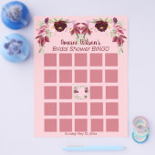 Pink und Burgund Wasserfarbe Brautparty Bingo Flyer (Einzeln)