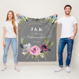 Pink und Burgundy Blush Custom Monogram Fleecedecke