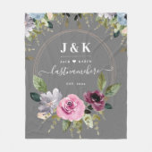 Pink und Burgundy Blush Custom Monogram Fleecedecke (Vorderseite)