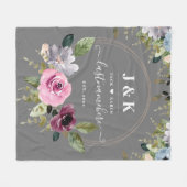Pink und Burgundy Blush Custom Monogram Fleecedecke (Vorderseite (Horizontal))