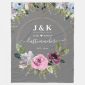 Pink und Burgundy Blush Custom Monogram Fleecedecke (Vorderseite)