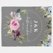 Pink und Burgundy Blush Custom Monogram Fleecedecke (Vorderseite (Horizontal))