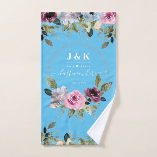 Pink und Burgundy Blush Custom Monogram Handtuch (Handtuch)