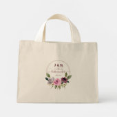 Pink und Burgundy Blush Custom Monogram Mini Stoffbeutel (Rückseite)