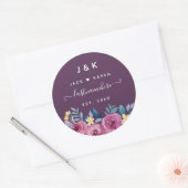 Pink und Burgundy Blush Custom Monogram Runder Aufkleber (Umschlag)