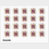 Pink und Burgundy Monogram Aufkleber (Blatt)