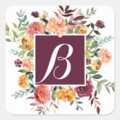 Pink und Burgundy Monogram Aufkleber (Vorderseite)