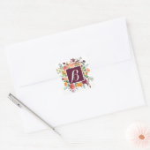 Pink und Burgundy Monogram Aufkleber (Umschlag)