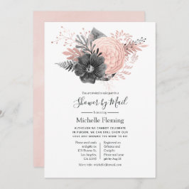 Pink und Charcoal Baby oder Brautparty per Post Einladung