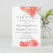 Pink und Coral Dahlias Virtual Wedding Einladung (Stehend Vorderseite)