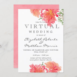 Pink und Coral Dahlias Virtual Wedding Einladung