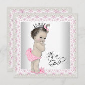 Pink und Cream Baby Dusche Einladung (Vorne/Hinten)