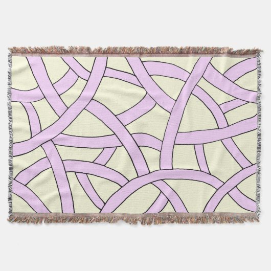 Pink und Cream Hand Drawing Fantasy Pattern Decke (Vorderseite)