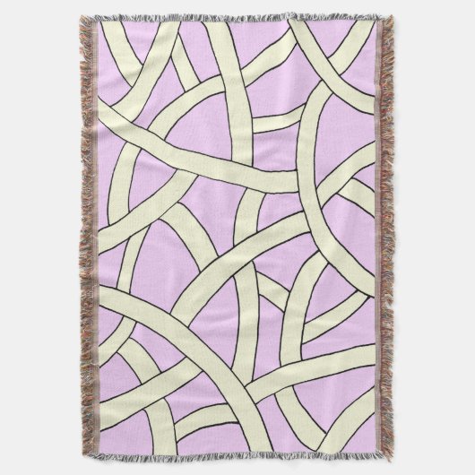 Pink und Cream Hand Drawing Fantasy Pattern Decke (Vorderseite Vertikal)