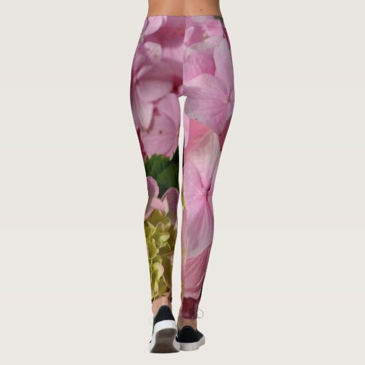 Pink und Cream Hydrangeas Leggings (Rückseite)